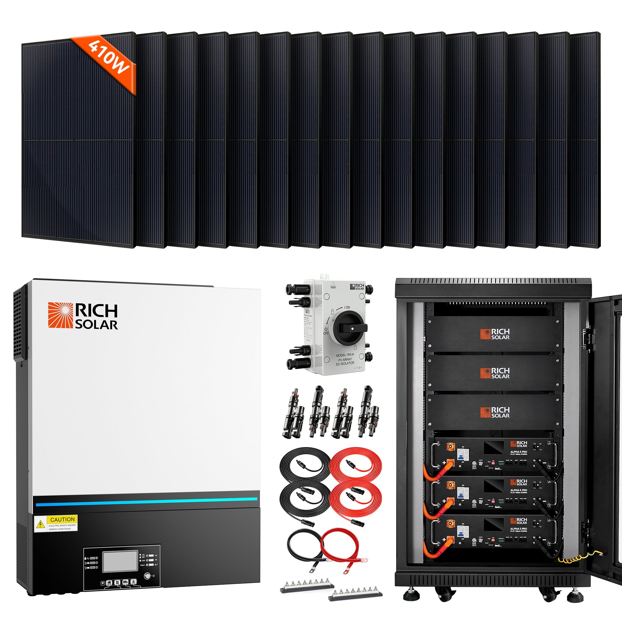 Complete Off-Grid Solar Kit RS-H6548 | 8000W PV Input 48V 120VAC Output + 6560(16x410) Watt Solar PV - SRx3-H6548x1-M410x16