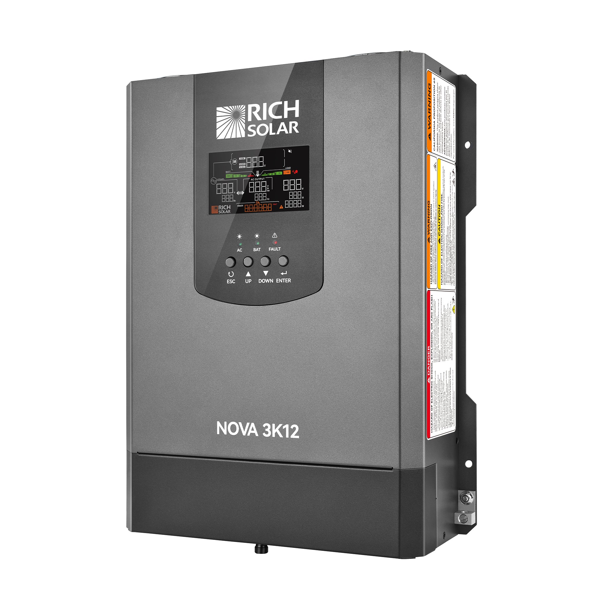 Rich Solar NOVA 3K12 | 3000W 12V Pure Sine Wave Inverter with Built-in Transfer Switch - RS-V3P12TS