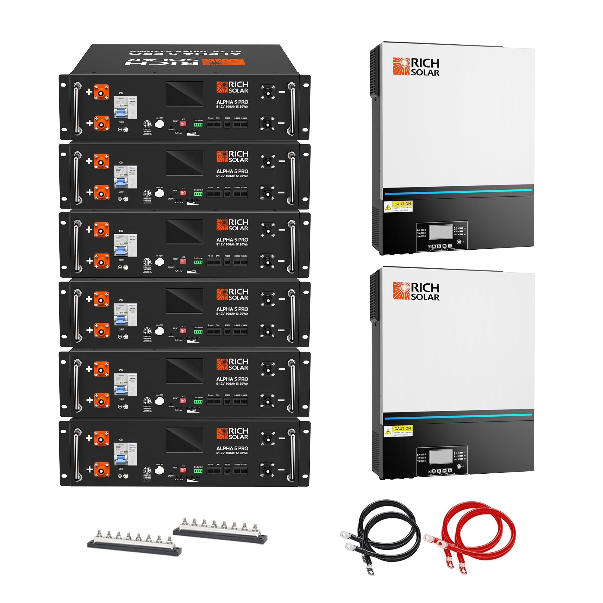 Off-Grid System Kit | 13,000W 120/240V Output, 48VDC(30.72kWh ALPHA 5 PRO Server Lithium Iron Phosphate Battery) - RS-CBK1302
